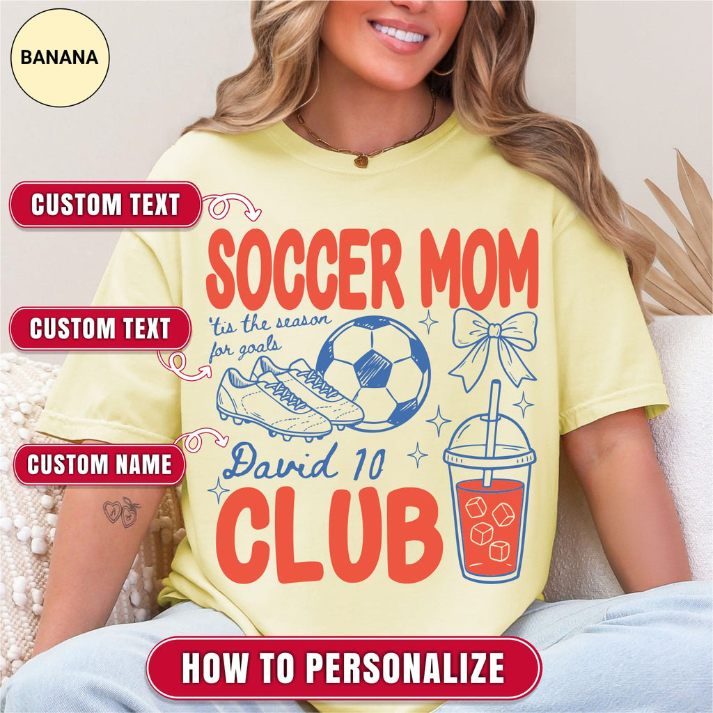 Custom Soccer Mom Club Shirt, Retro Soccer Doodle Style