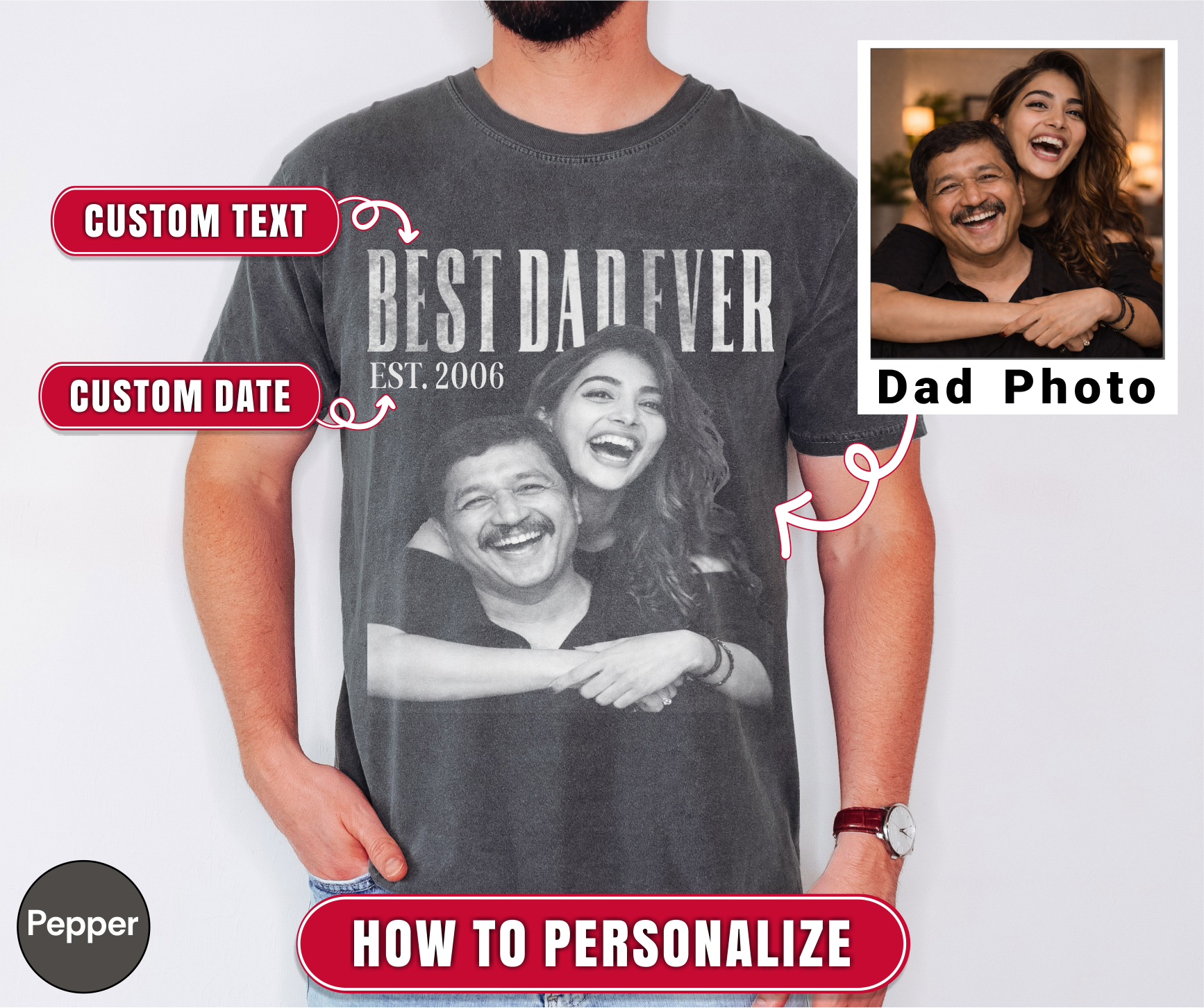Best Dad Ever Custom Photo Shirt
