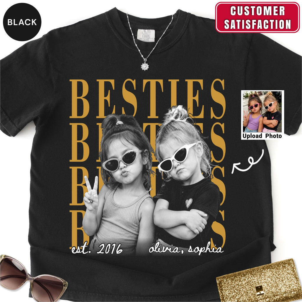 Custom Besties Childhood Photo Bootleg Shirt