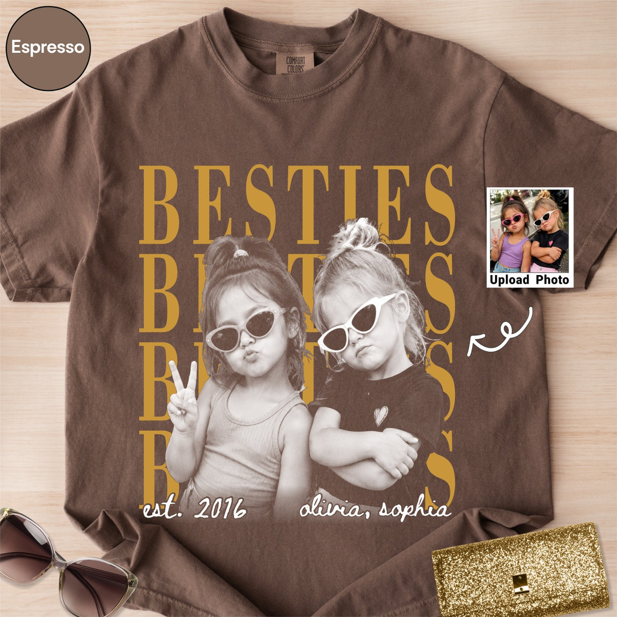 Custom Besties Childhood Photo Bootleg Shirt