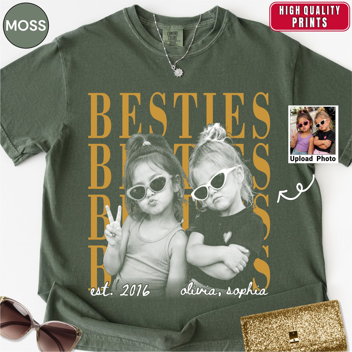 Custom Besties Childhood Photo Bootleg Shirt