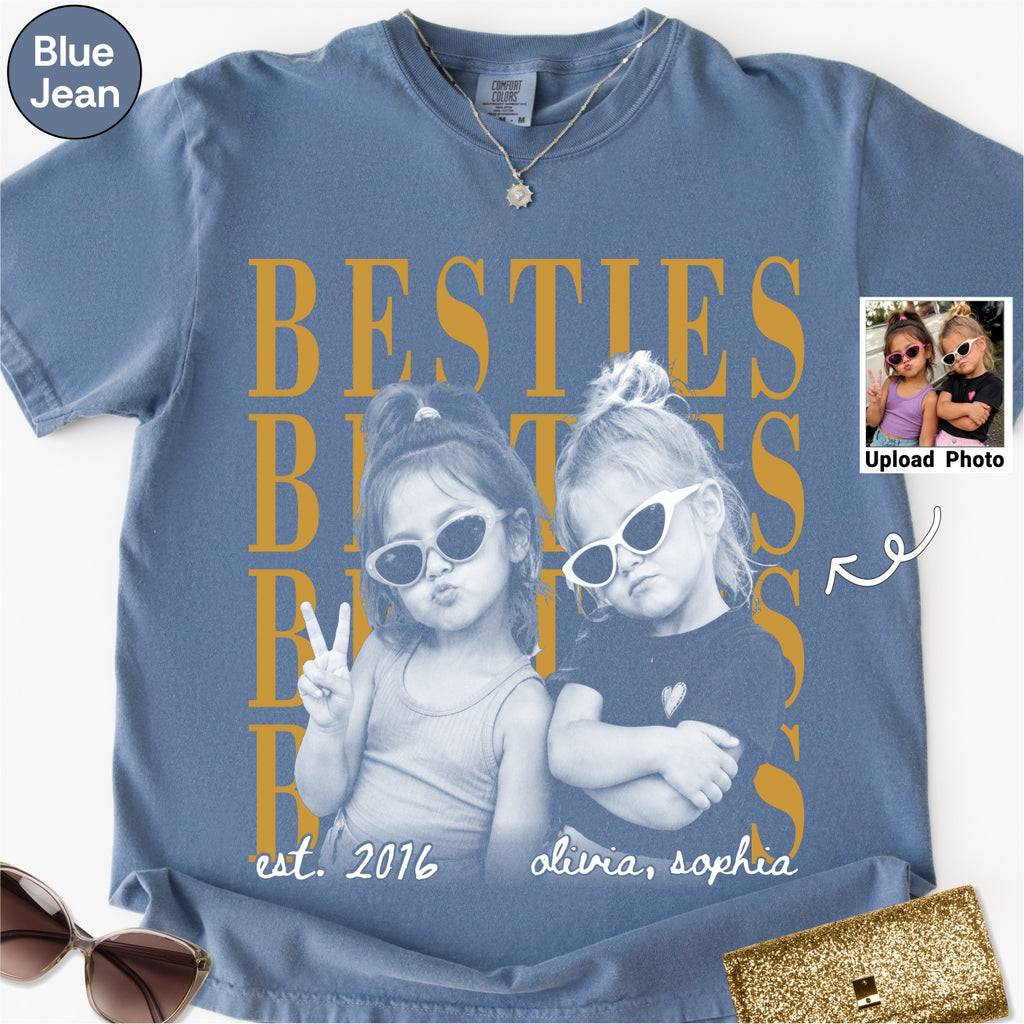 Custom Besties Childhood Photo Bootleg Shirt