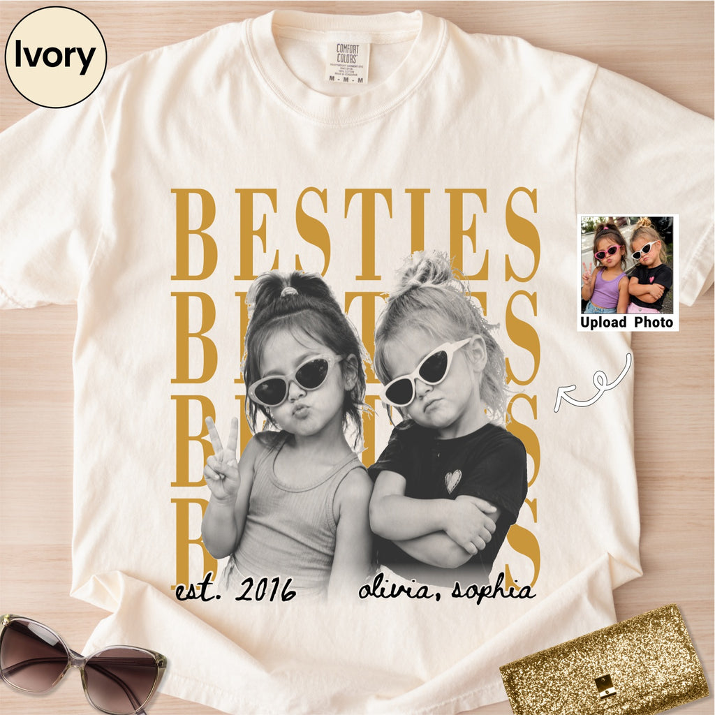 Custom Besties Childhood Photo Bootleg Shirt