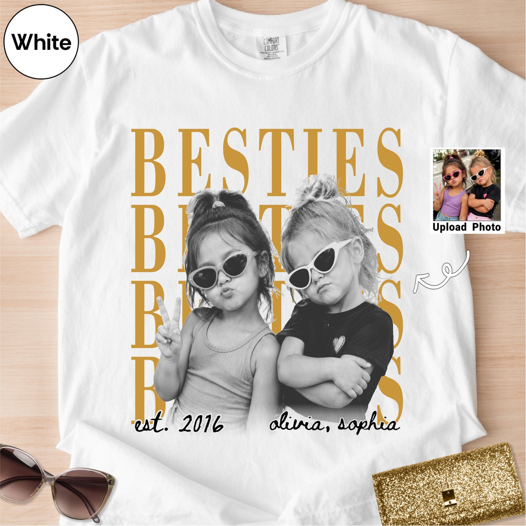 Custom Besties Childhood Photo Bootleg Shirt