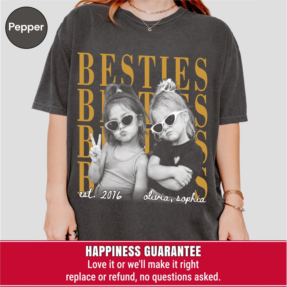 Custom Besties Childhood Photo Bootleg Shirt