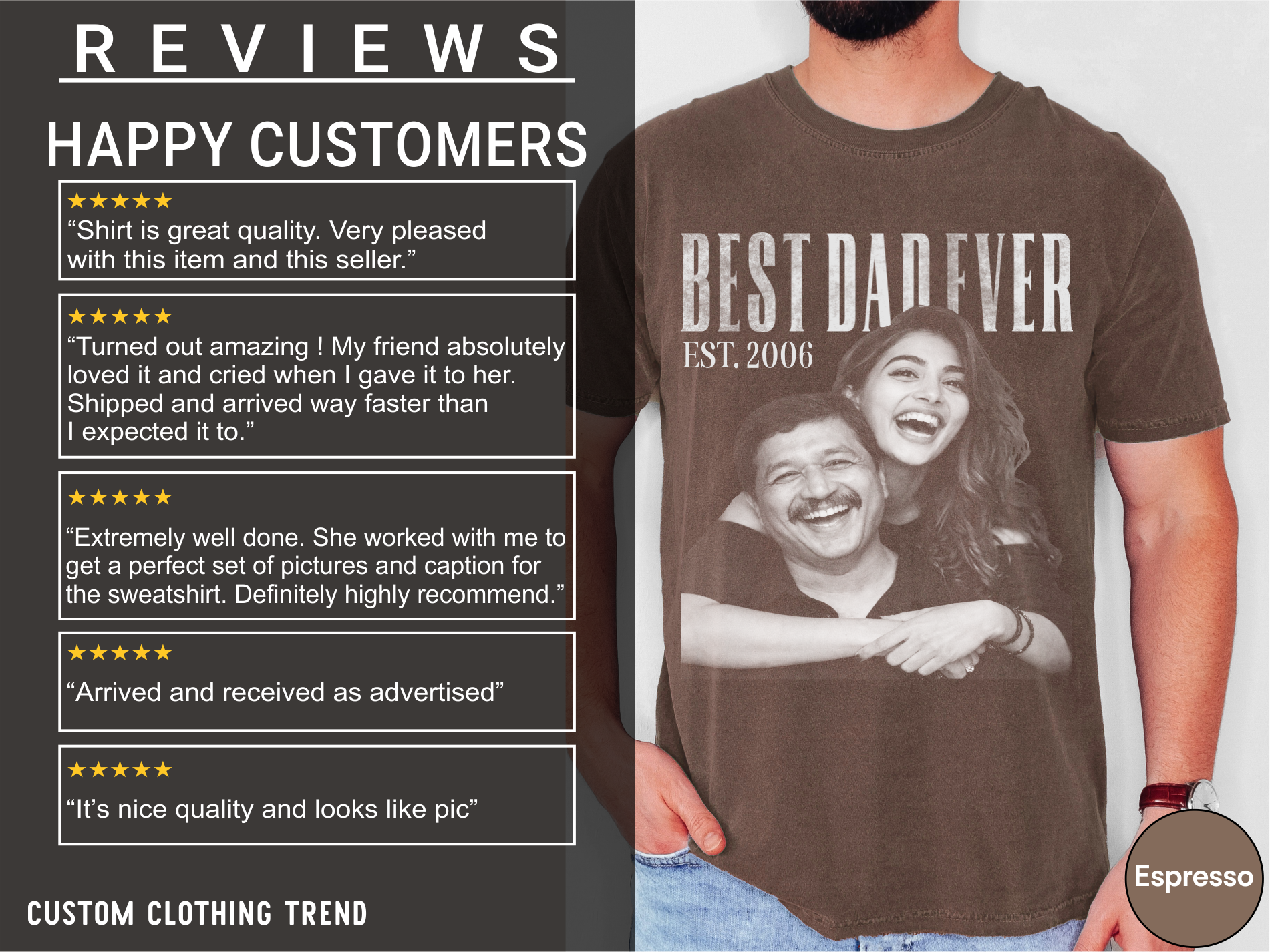 Best Dad Ever Custom Photo Shirt