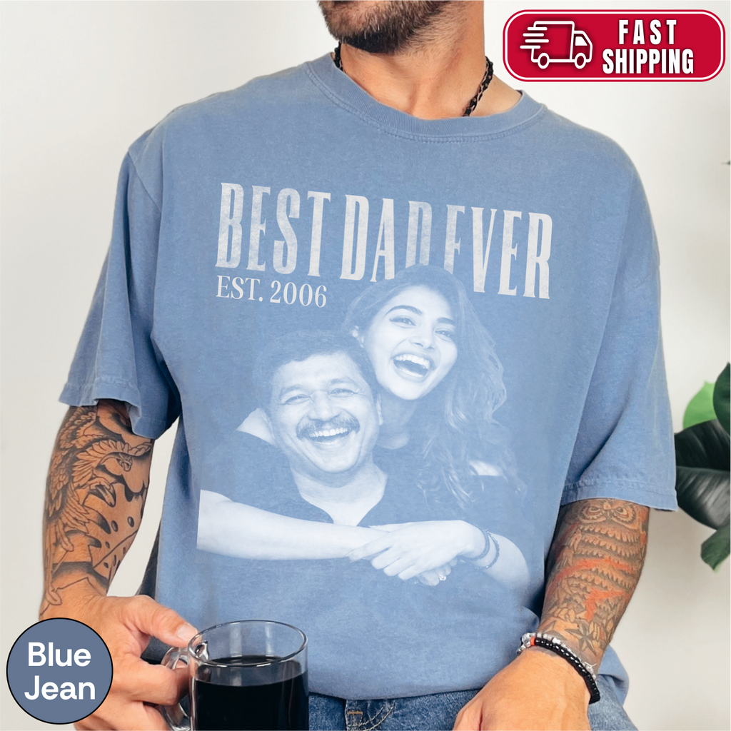 Custom Photo Cool Dad Est Year Shirt