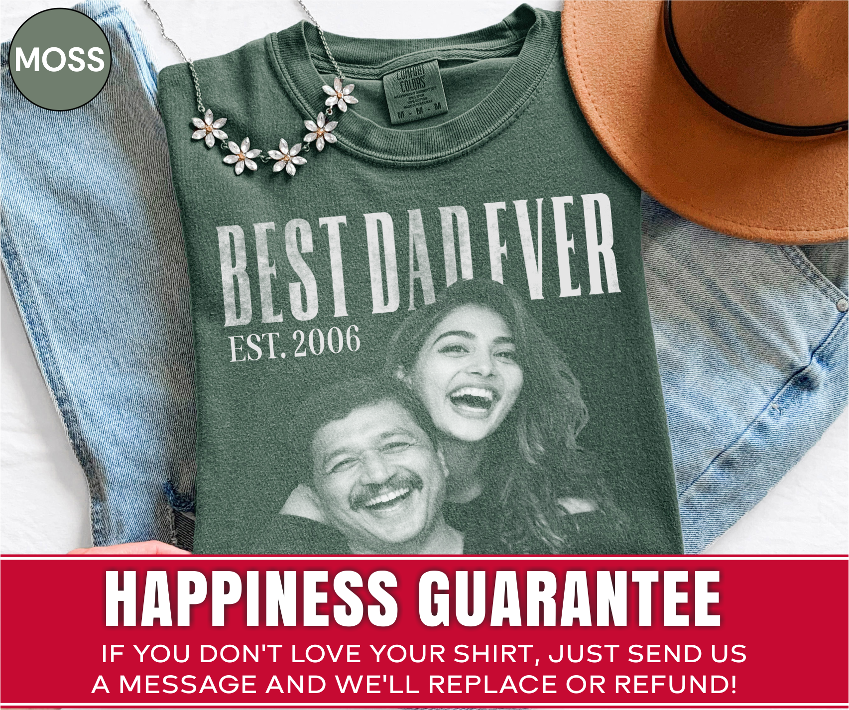 Custom Photo Cool Dad Est Year Shirt