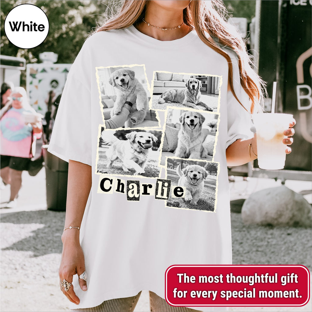 Custom Dog Scrapbook Collage Shirt, Retro Polaroid Style