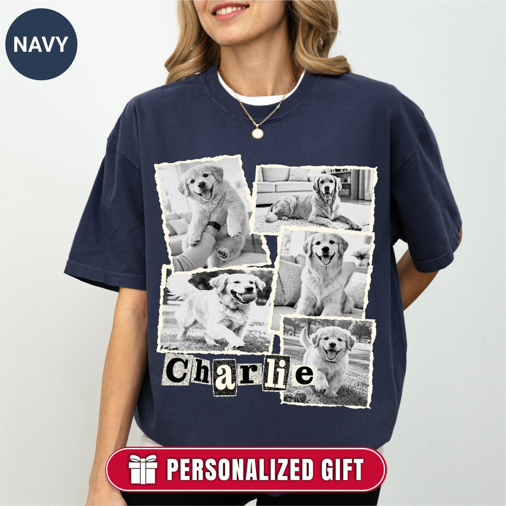 Custom Dog Scrapbook Collage Shirt, Retro Polaroid Style