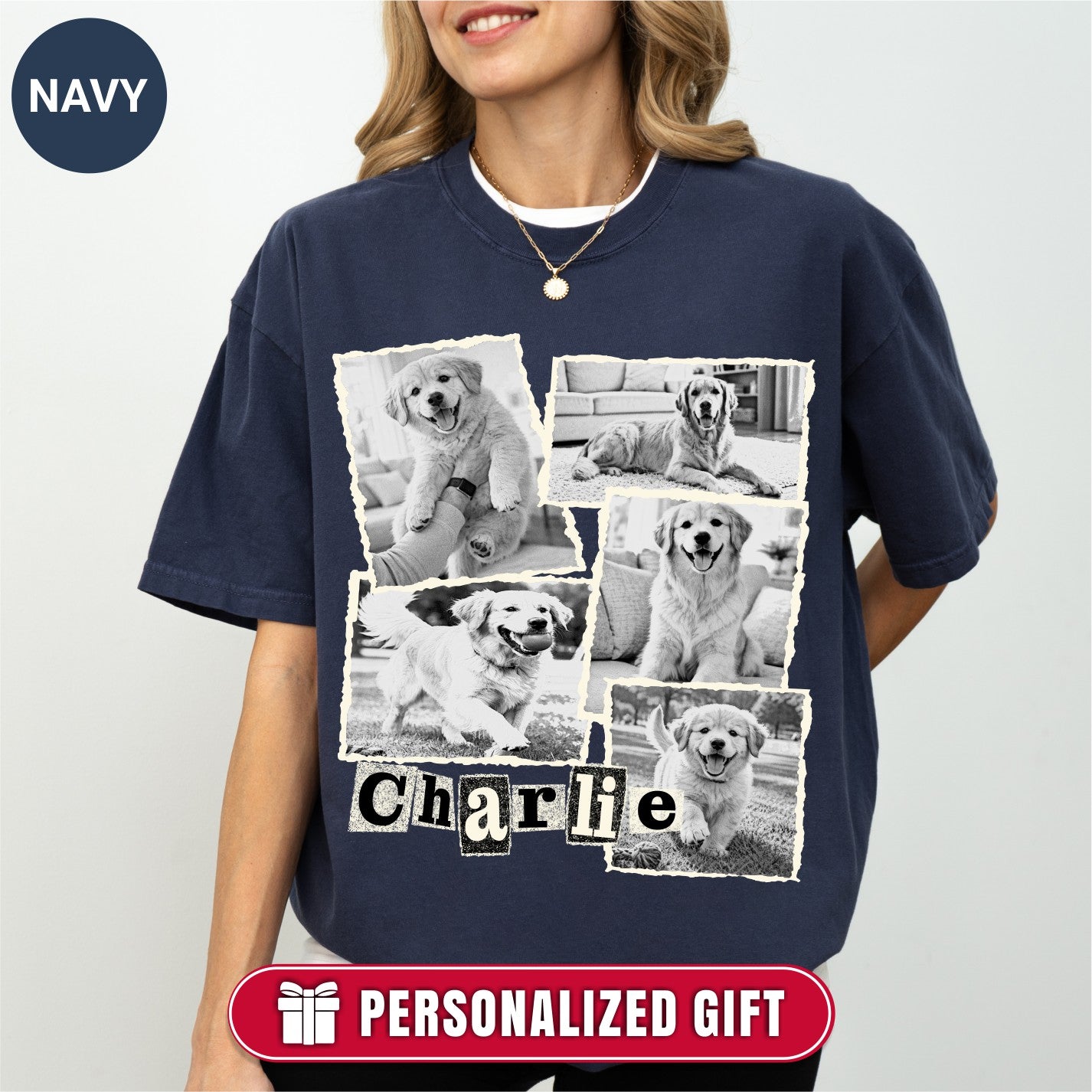 Custom Dog Scrapbook Collage Shirt, Retro Polaroid Style
