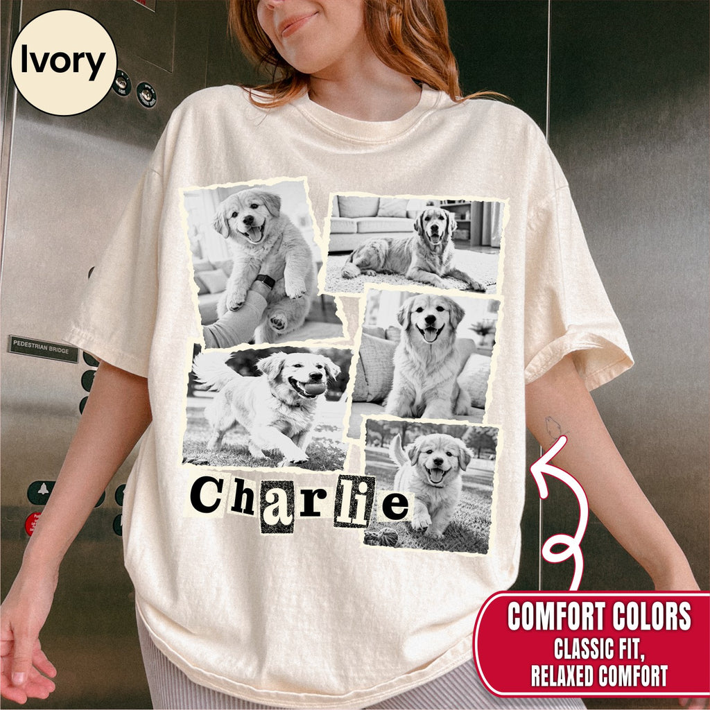 Custom Dog Scrapbook Collage Shirt, Retro Polaroid Style