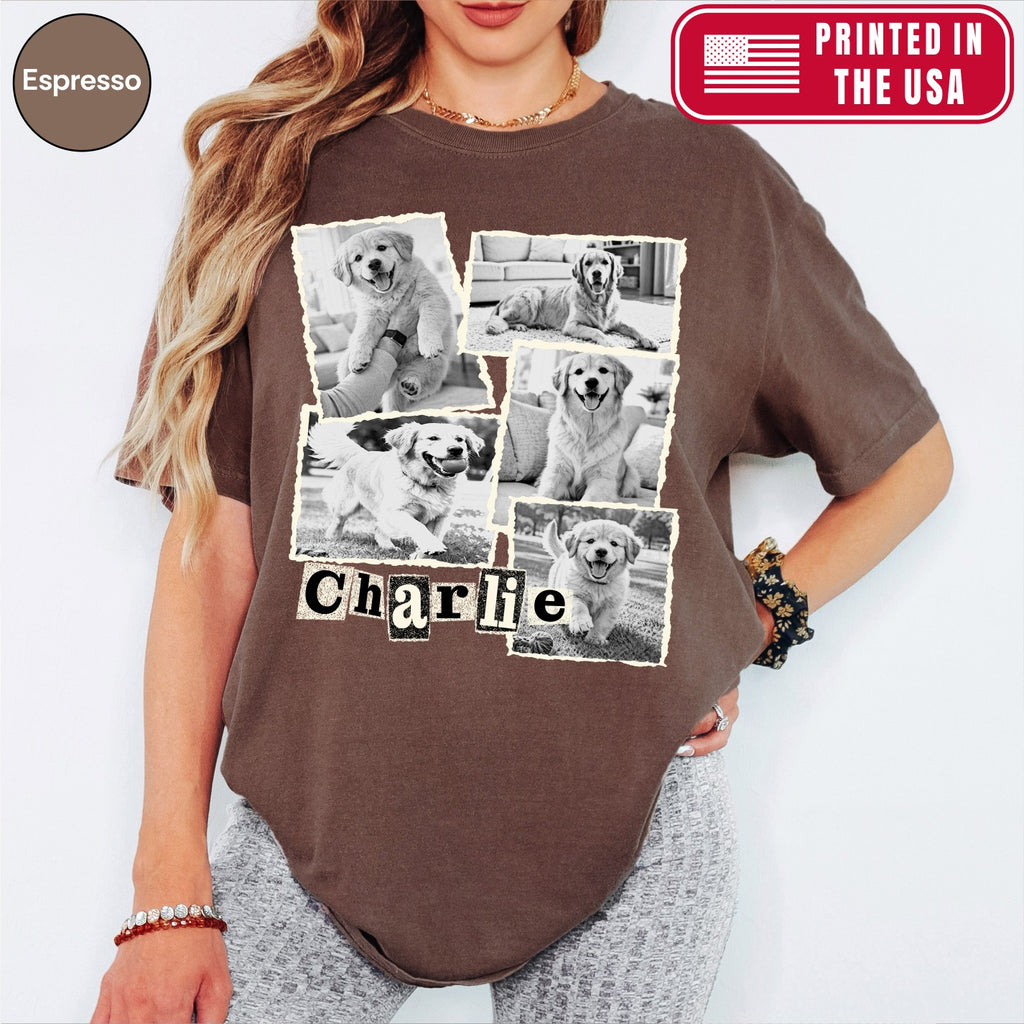 Custom Dog Scrapbook Collage Shirt, Retro Polaroid Style
