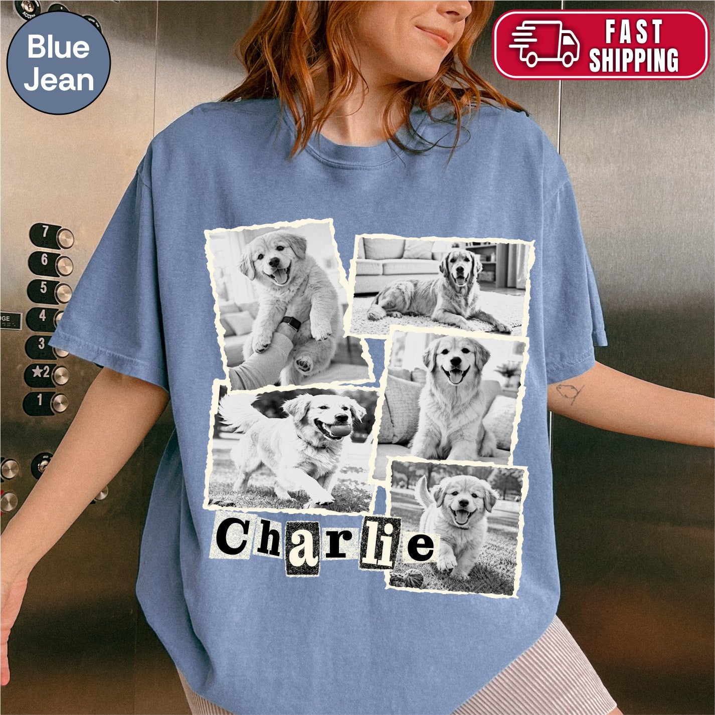 Custom Dog Scrapbook Collage Shirt, Retro Polaroid Style