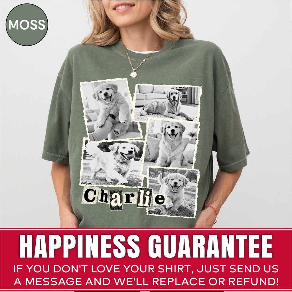 Custom Dog Scrapbook Collage Shirt, Retro Polaroid Style