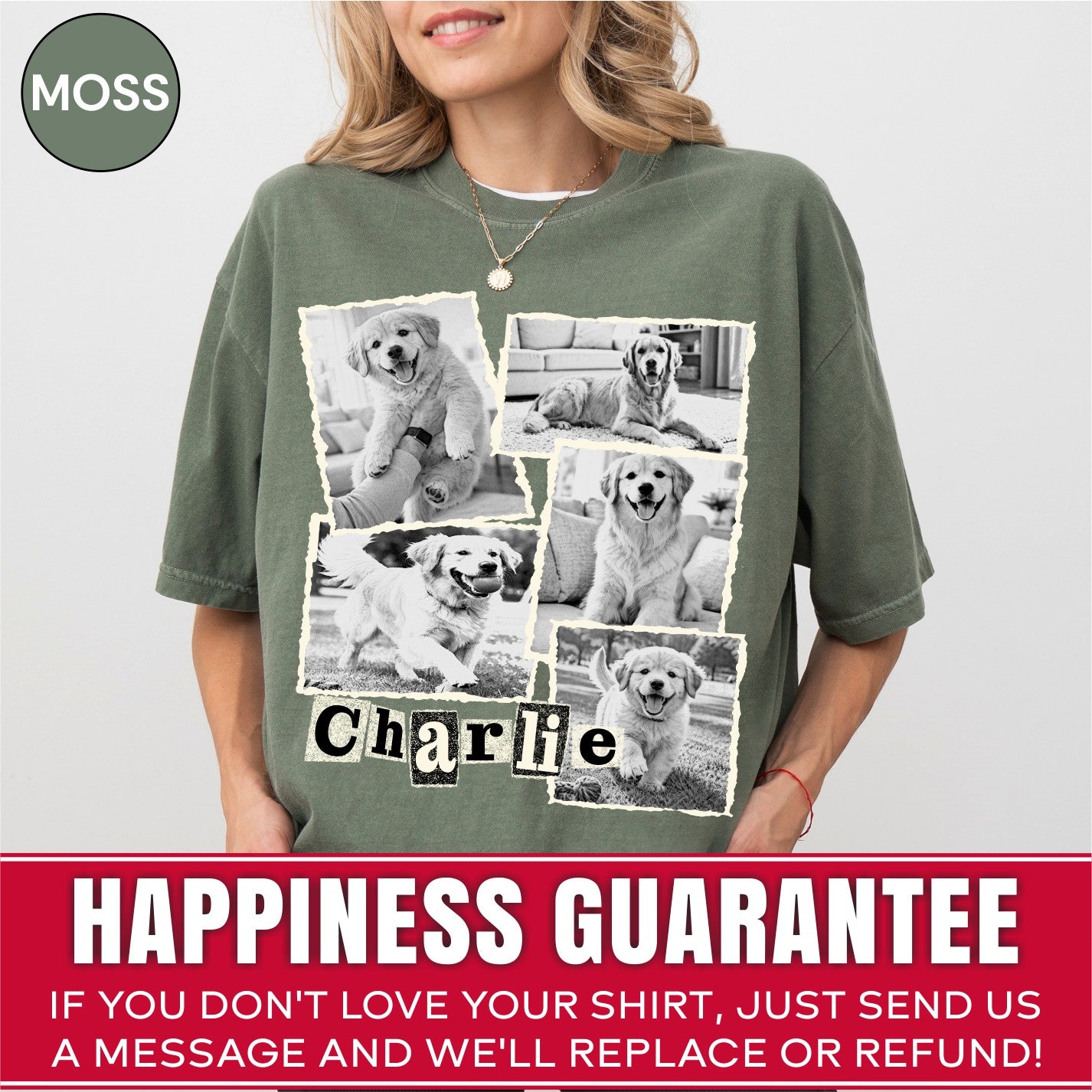 Custom Dog Scrapbook Collage Shirt, Retro Polaroid Style