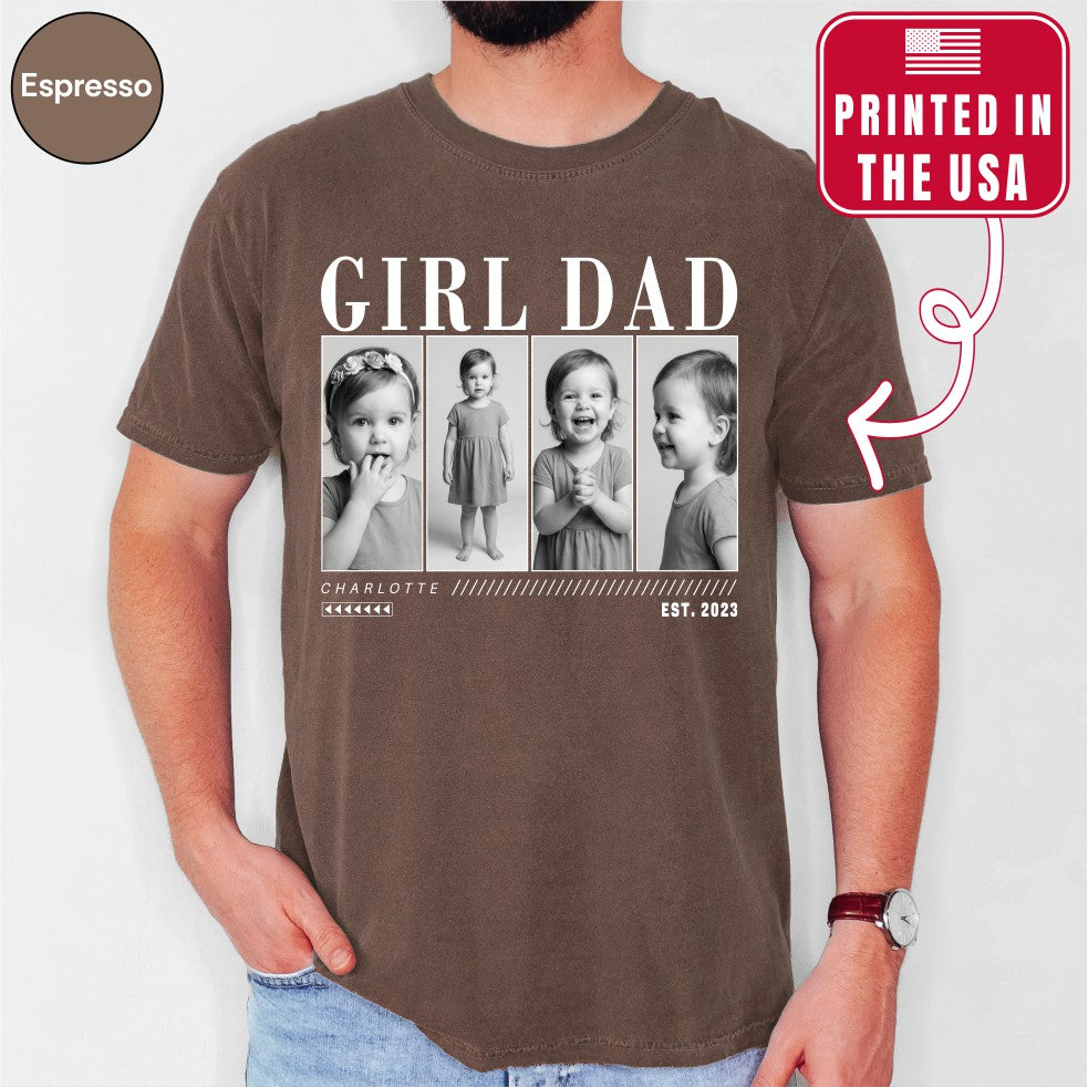 Custom Girl Dad Photo Grid Shirt, Modern Editorial Style