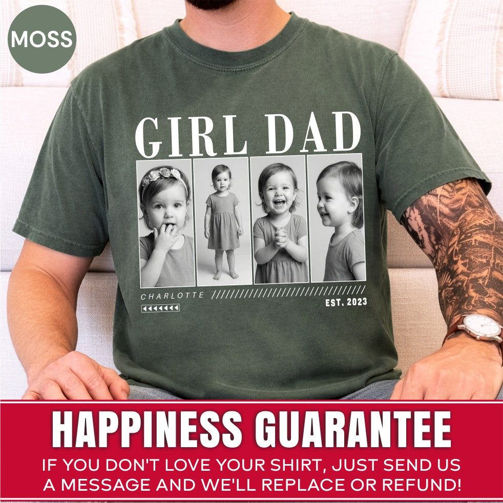 Custom Girl Dad Photo Grid Shirt, Modern Editorial Style