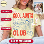 Custom Cool Aunt Club Shirt, Retro New Aunt Doodle Tee
