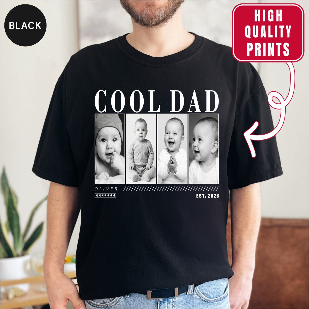 Custom Cool Dad Photo Grid Shirt, Modern Editorial Style