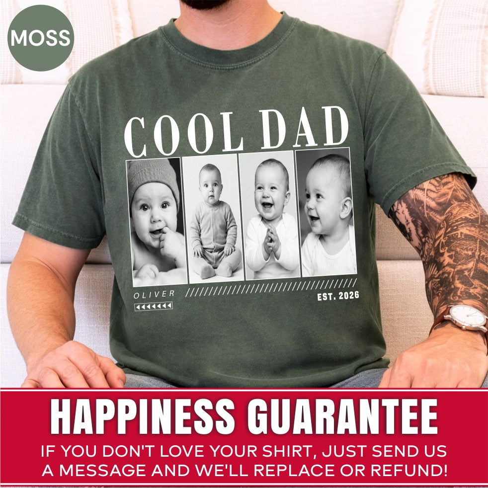 Custom Cool Dad Photo Grid Shirt, Modern Editorial Style
