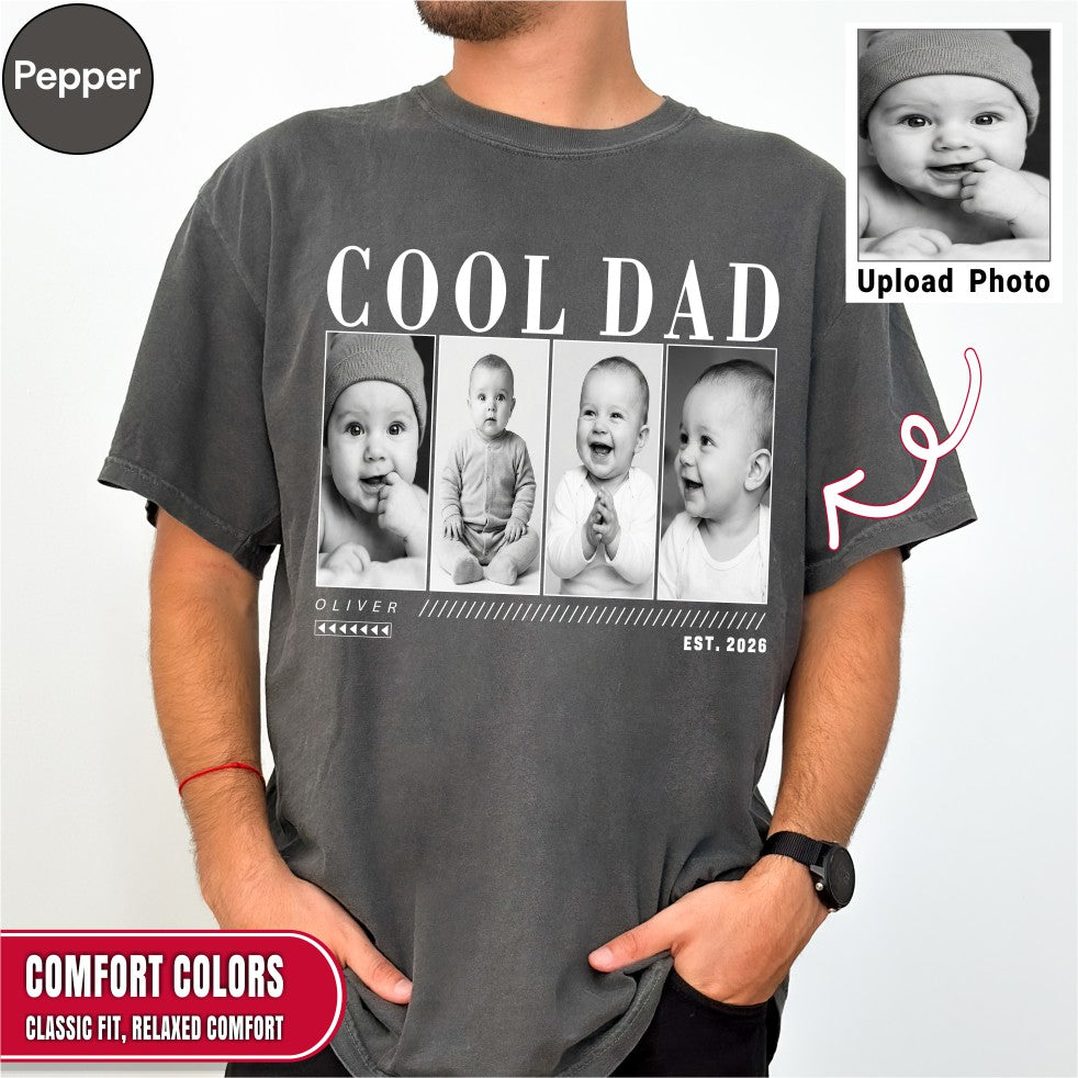 Custom Cool Dad Photo Grid Shirt, Modern Editorial Style
