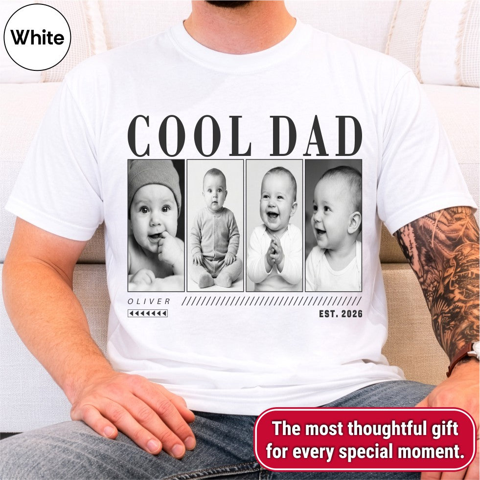 Custom Cool Dad Photo Grid Shirt, Modern Editorial Style