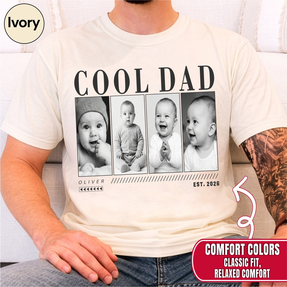 Custom Cool Dad Photo Grid Shirt, Modern Editorial Style