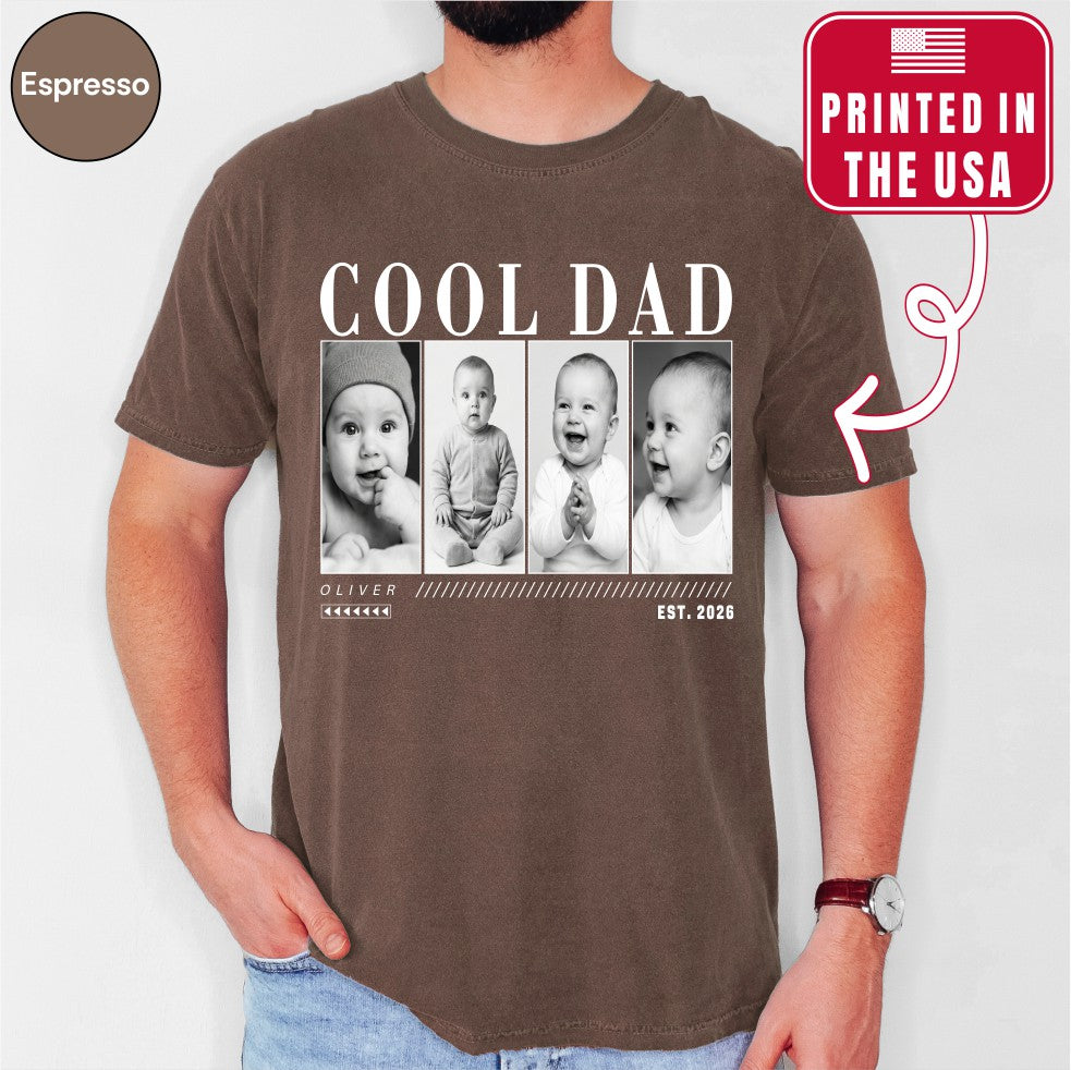 Custom Cool Dad Photo Grid Shirt, Modern Editorial Style