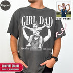 Custom Girl Dad Engraving Style Shirt, Bold Ink Illustration Tee