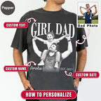 Custom Girl Dad Engraving Style Shirt, Bold Ink Illustration Tee