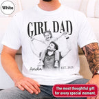 Custom Girl Dad Engraving Style Shirt, Bold Ink Illustration Tee