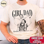Custom Girl Dad Engraving Style Shirt, Bold Ink Illustration Tee