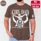 Custom Girl Dad Engraving Style Shirt, Bold Ink Illustration Tee