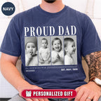 Custom Proud Dad Photo Grid Shirt, Modern Editorial Style