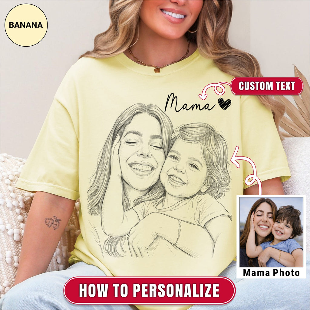 Mama Custom Sketch Portrait T-Shirt