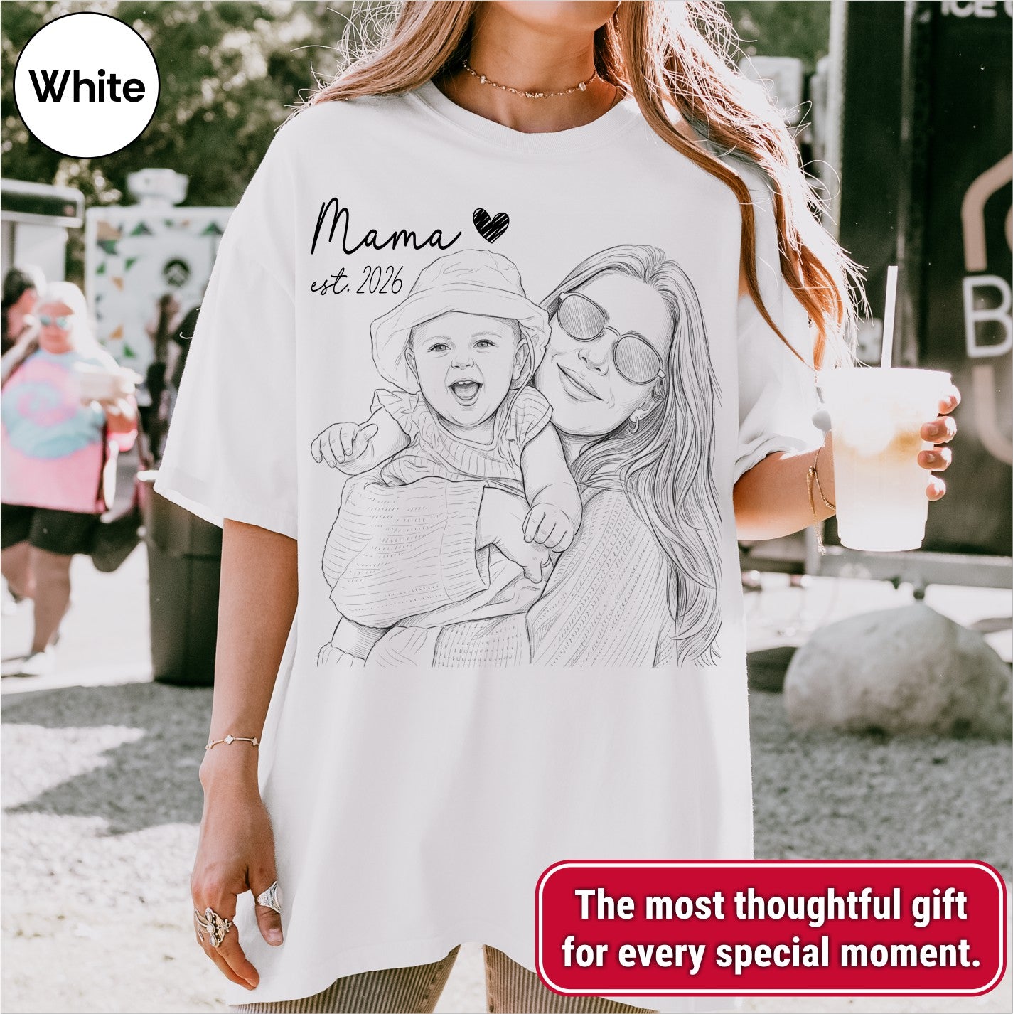 Mama Custom Sketch Portrait T-Shirt