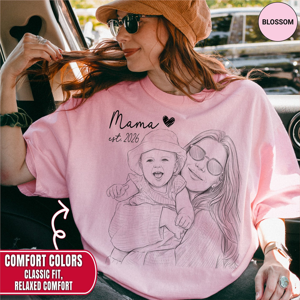 Mama Custom Sketch Portrait T-Shirt