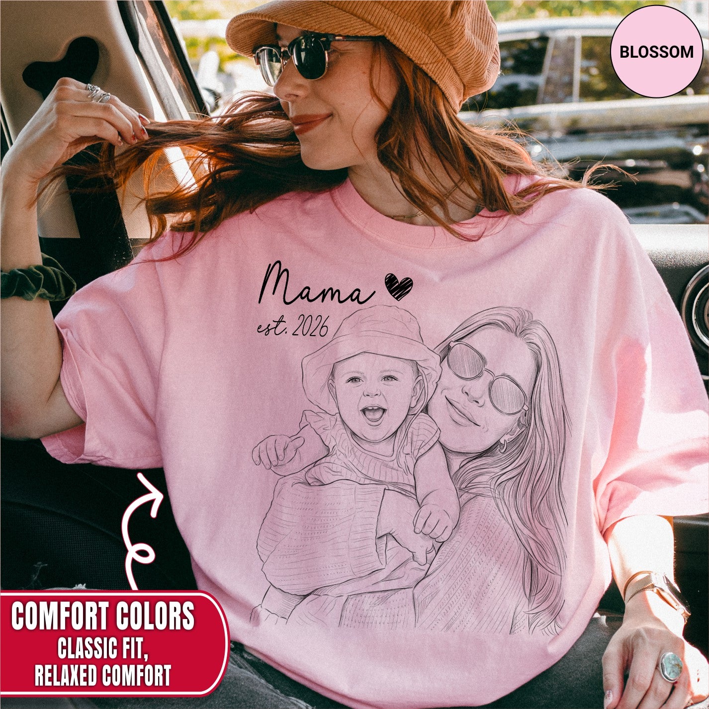 Mama Custom Sketch Portrait T-Shirt