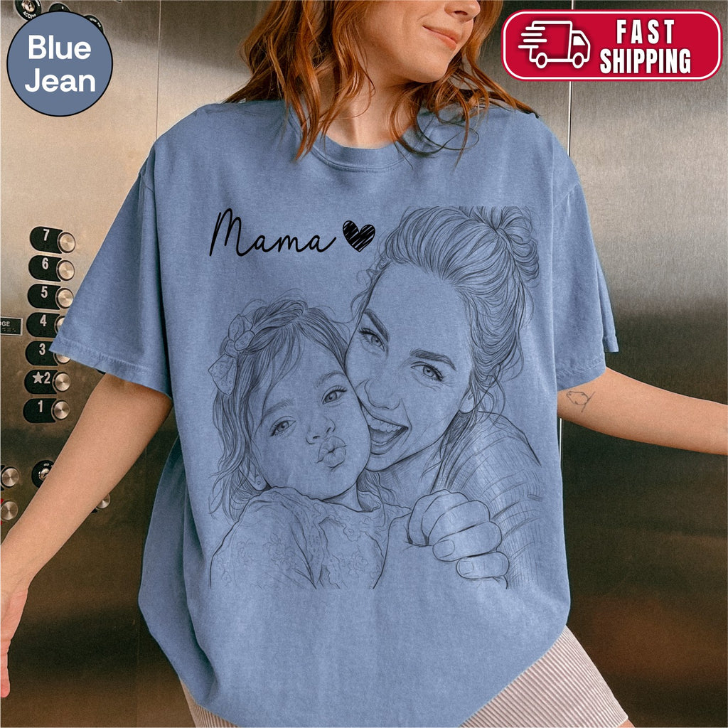 Mama Custom Sketch Portrait T-Shirt
