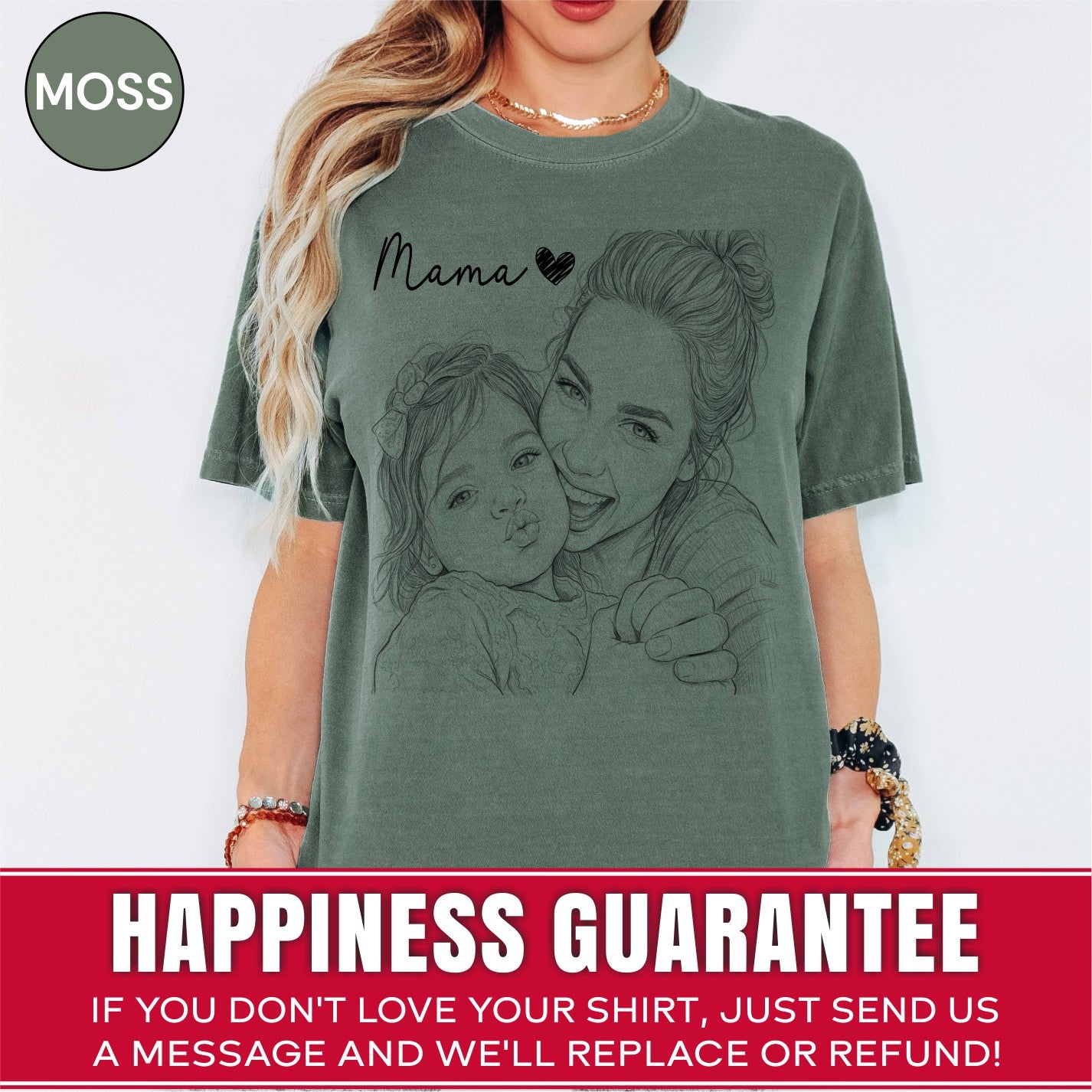 Mama Custom Sketch Portrait T-Shirt