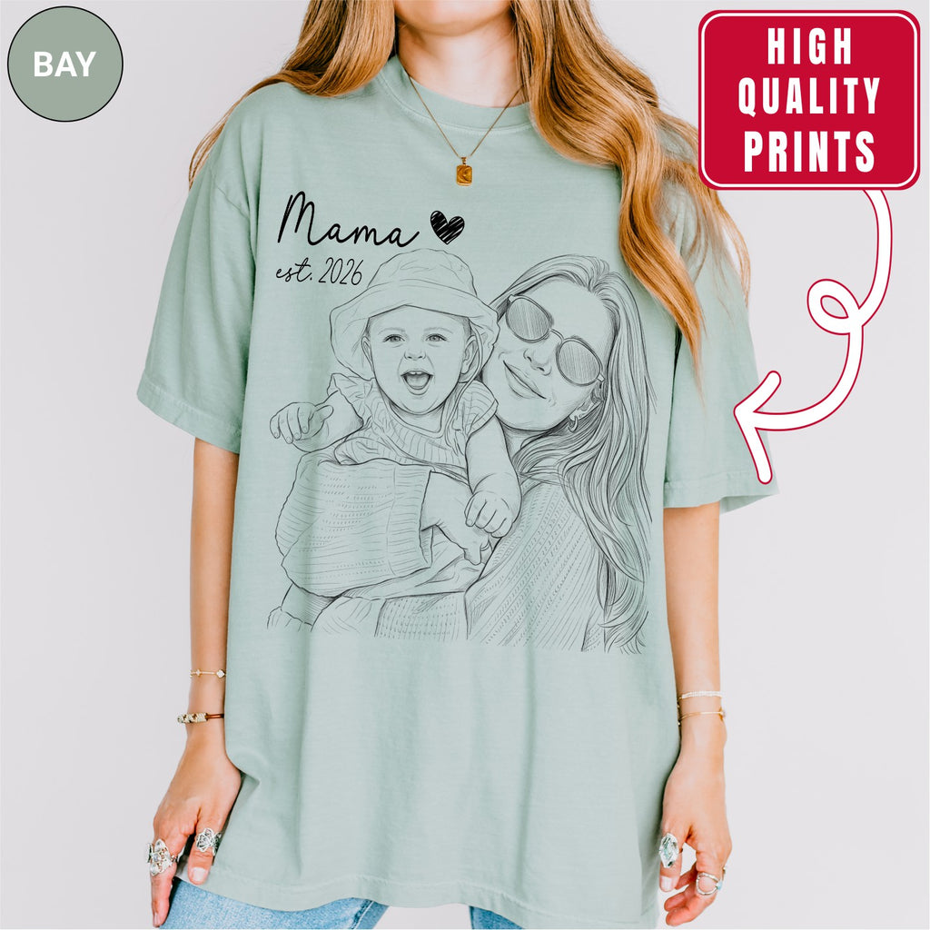 Mama Custom Sketch Portrait T-Shirt