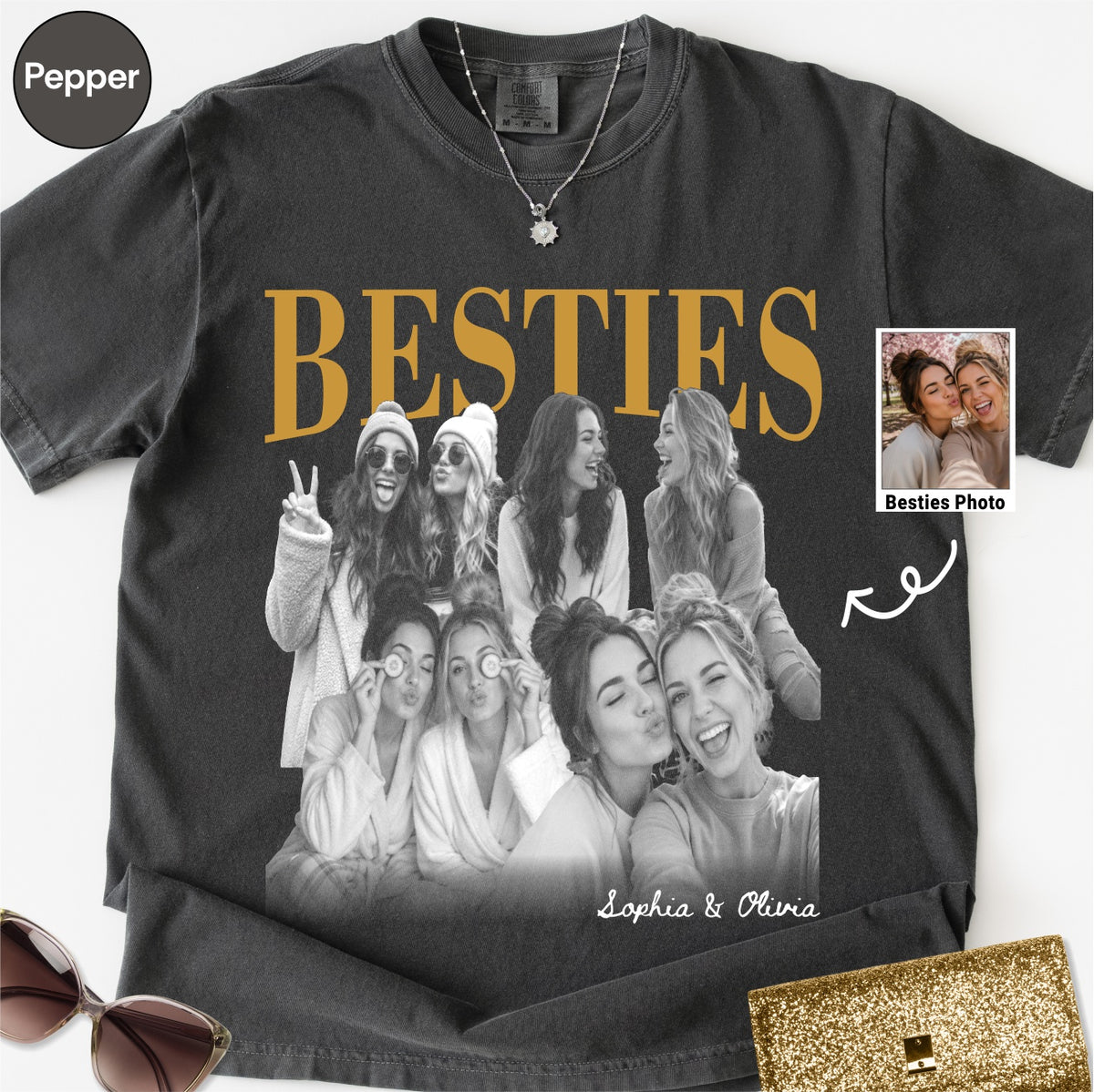 Custom Besties Photo Collage Bootleg Shirt