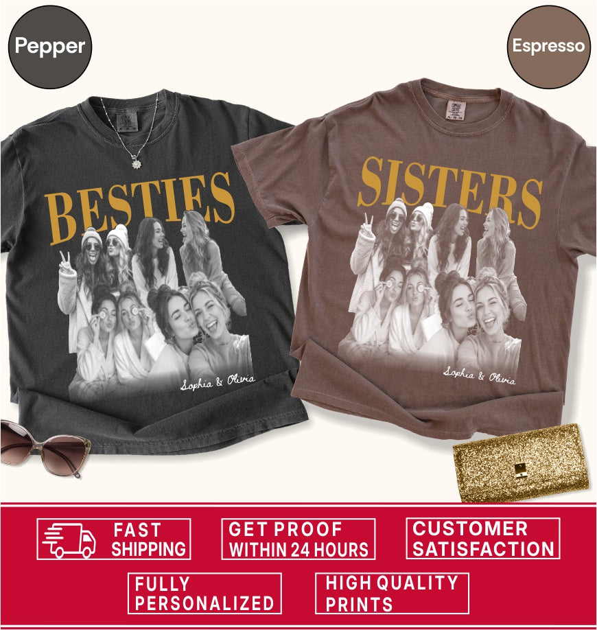 Custom Besties Photo Collage Bootleg Shirt