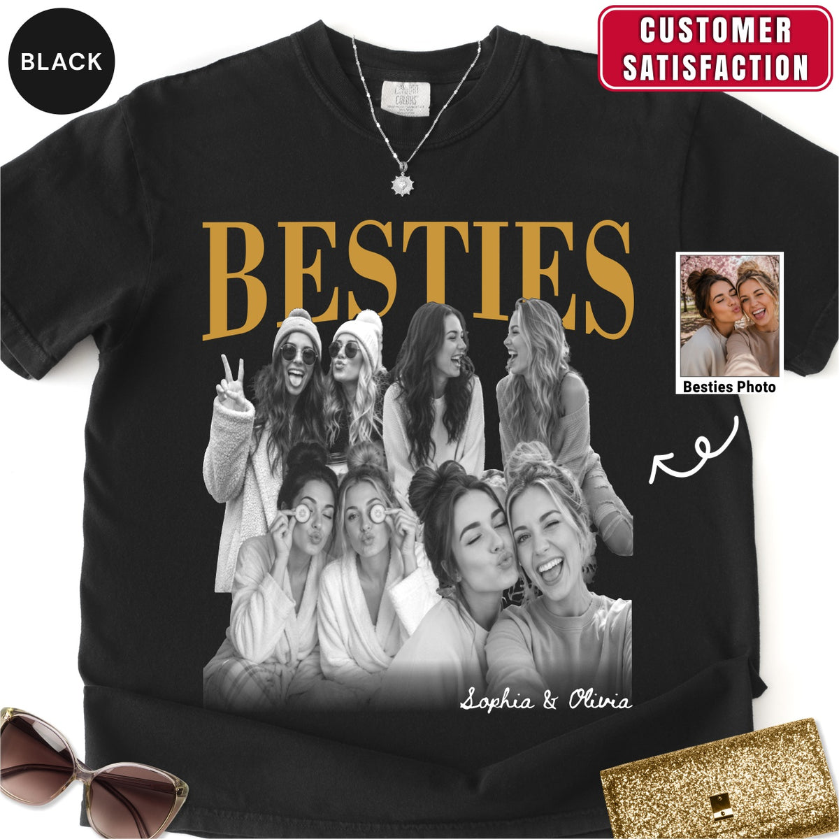 Custom Besties Photo Collage Bootleg Shirt