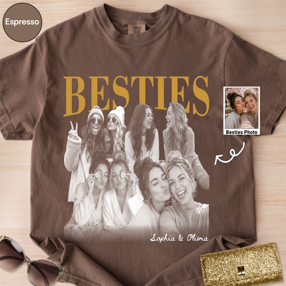 Custom Besties Photo Collage Bootleg Shirt