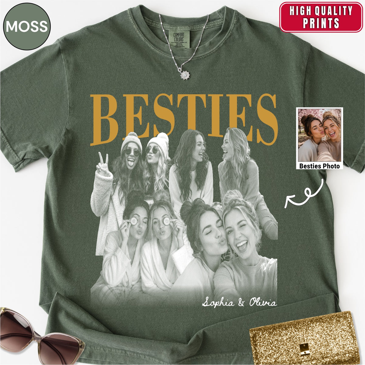 Custom Besties Photo Collage Bootleg Shirt