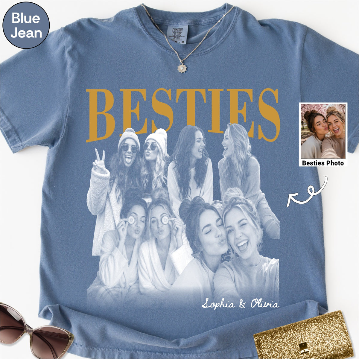 Custom Besties Photo Collage Bootleg Shirt