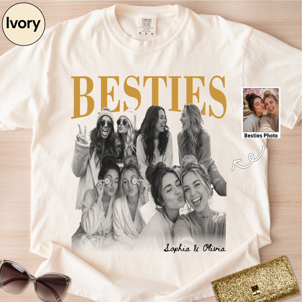 Custom Besties Photo Collage Bootleg Shirt