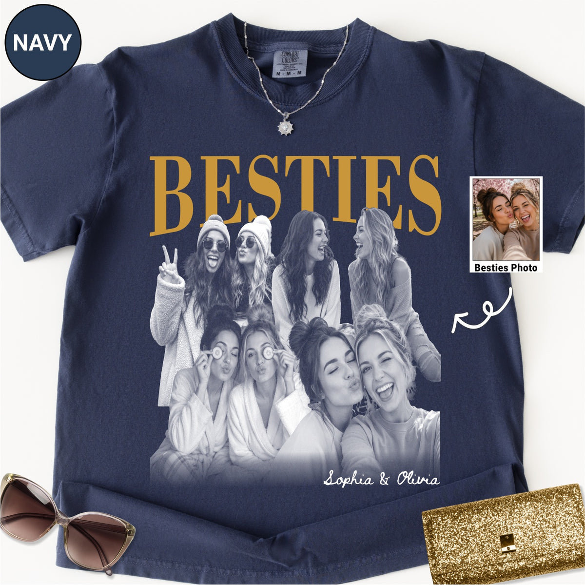 Custom Besties Photo Collage Bootleg Shirt
